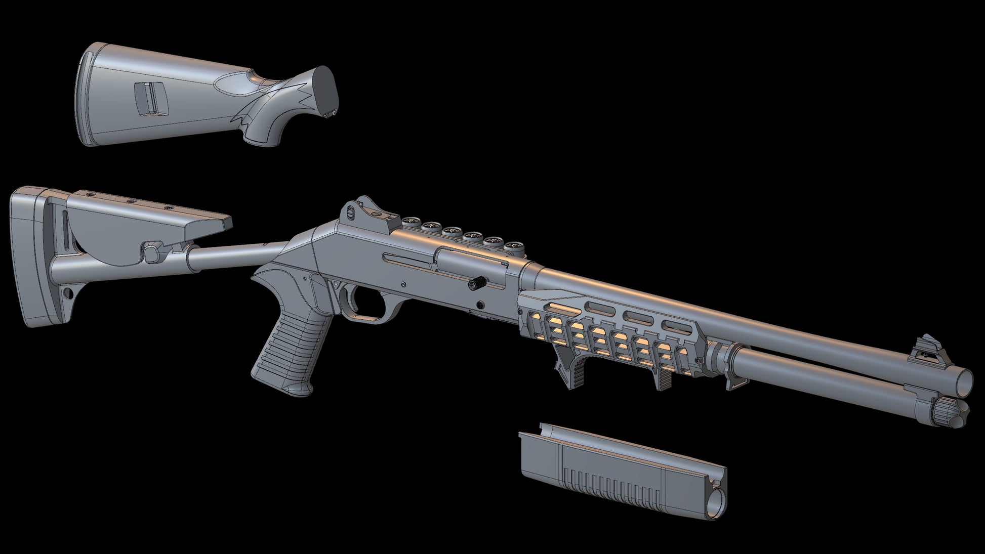 M4 Super90 - 3D CAD Weapon Model-1