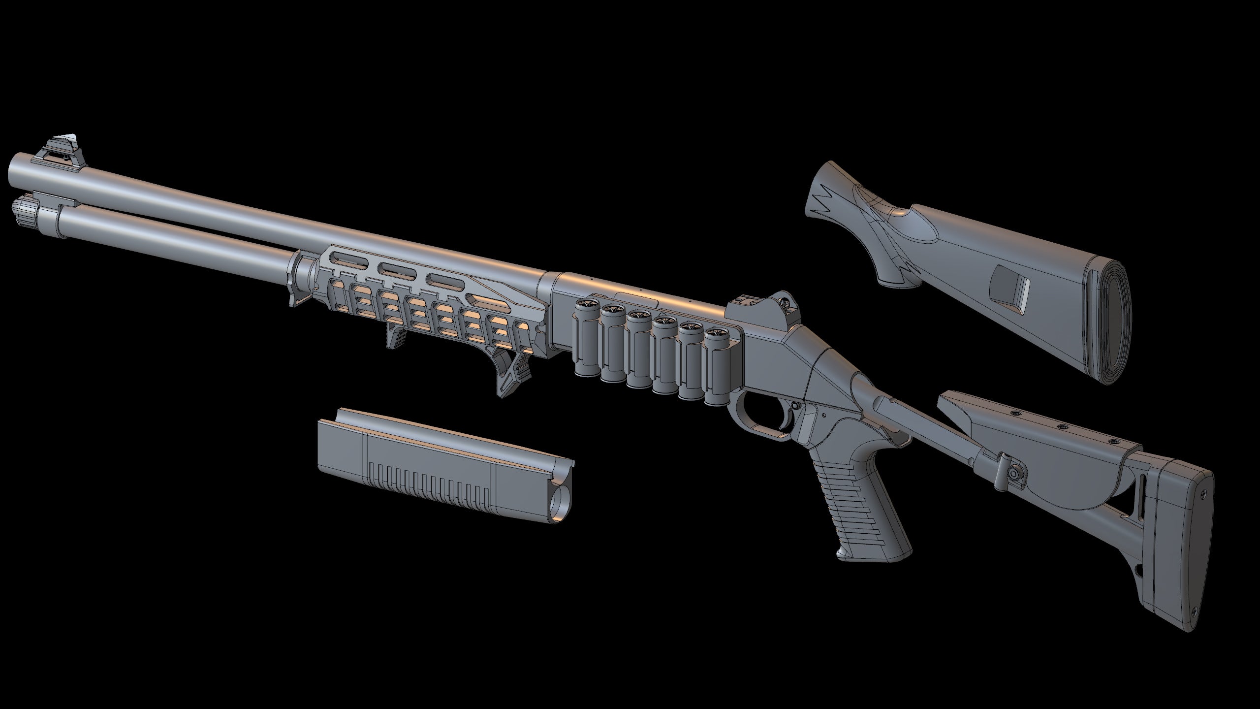 M4 Super90 - 3D CAD Weapon Model-2