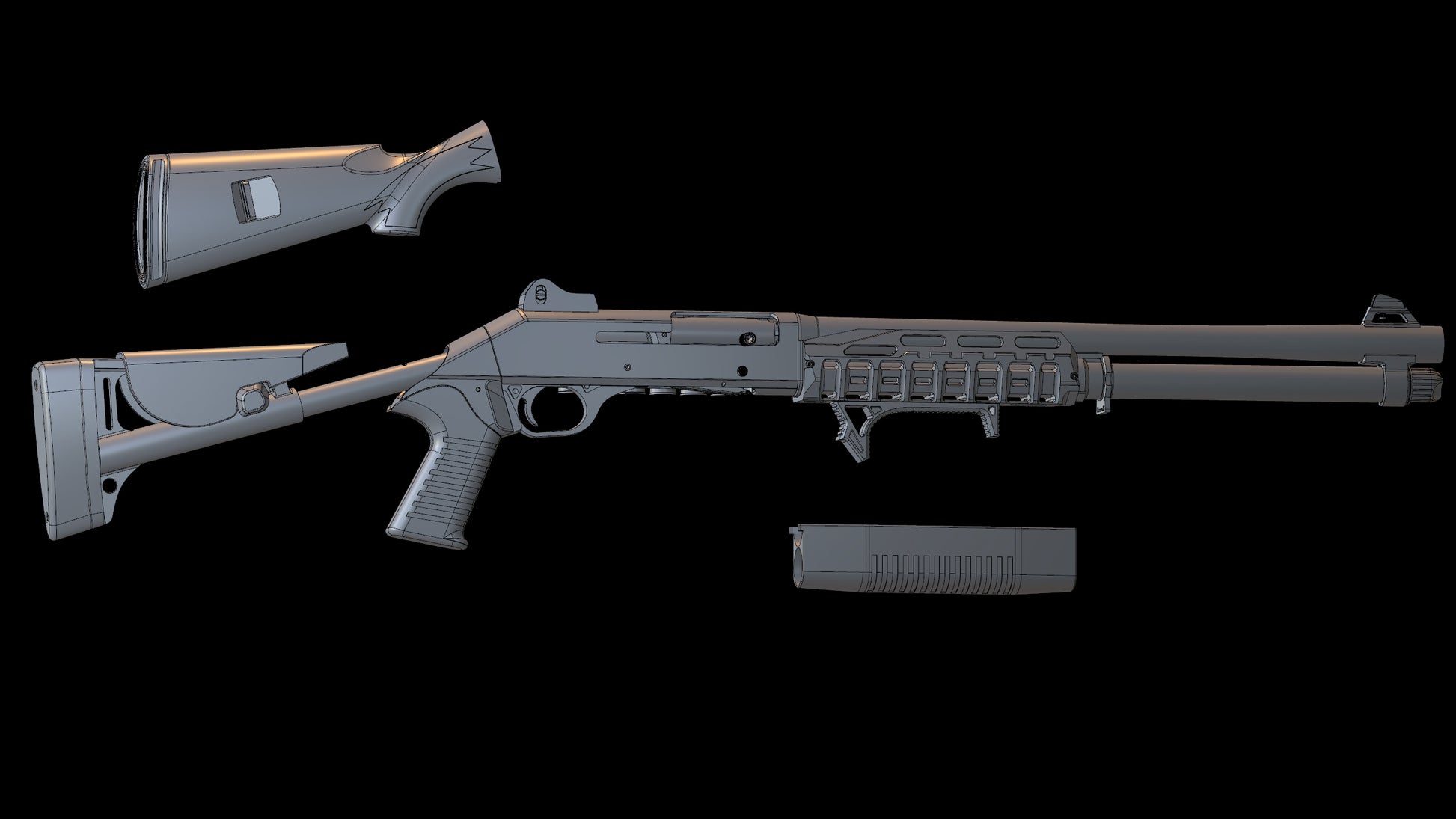 M4 Super90 - 3D CAD Weapon Model-3