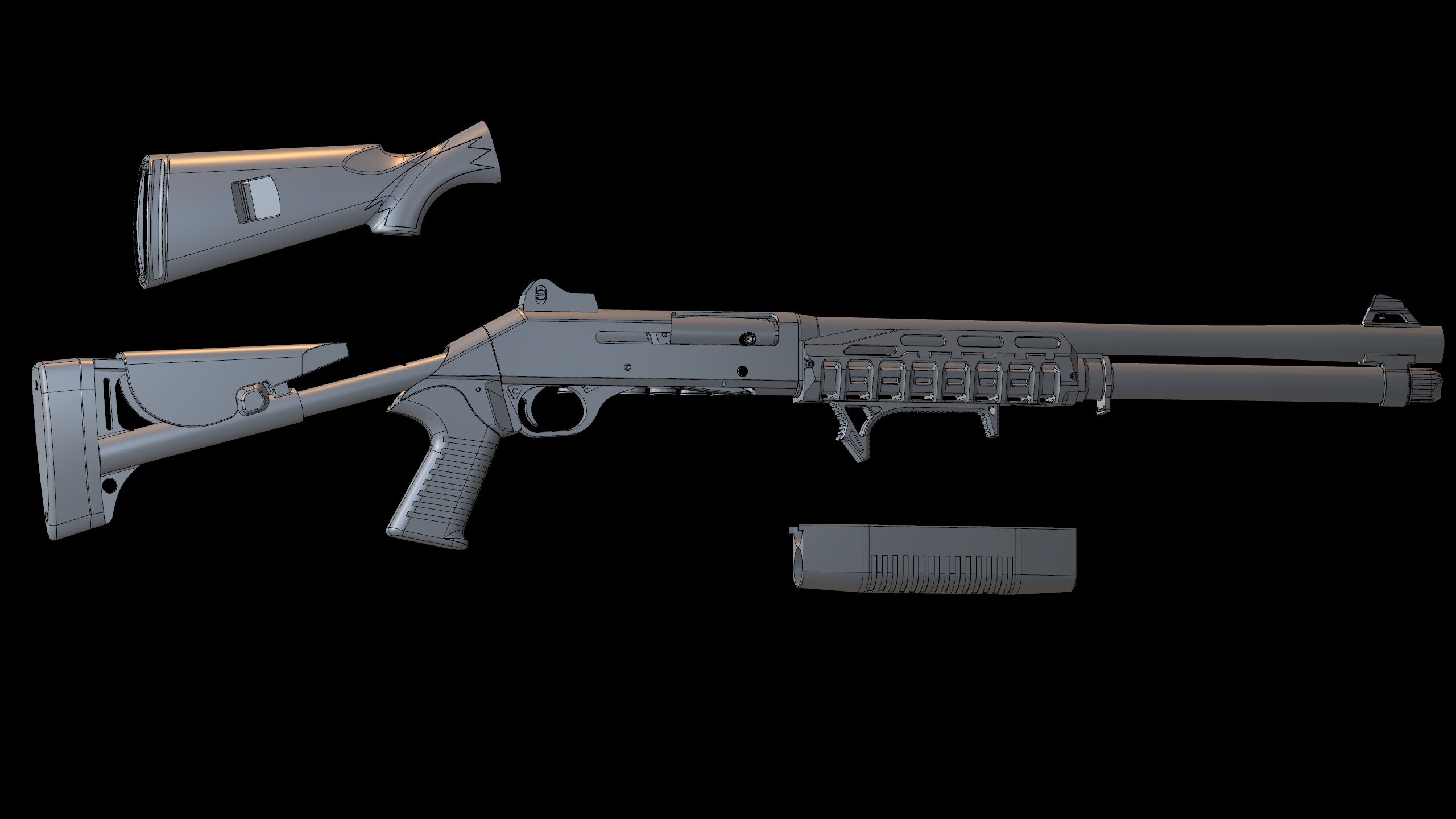 M4 Super90 - 3D CAD Weapon Model-3