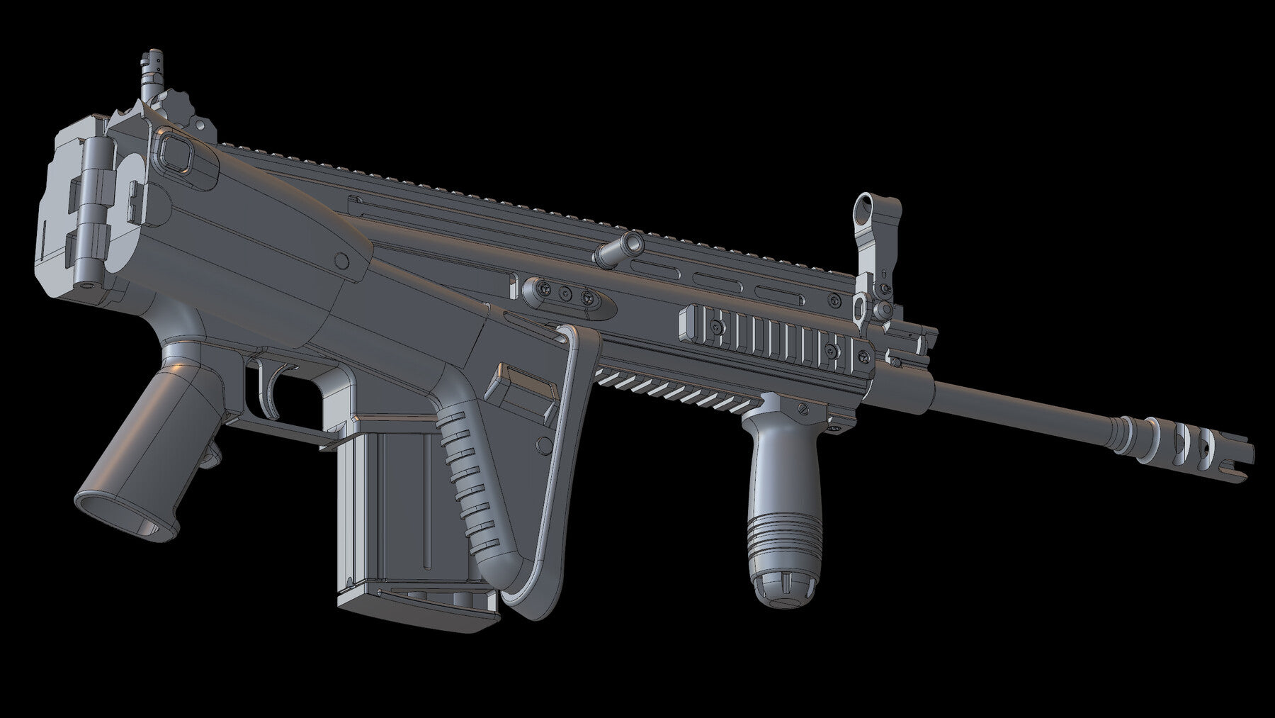SCAR H - 3D CAD Weapon Model